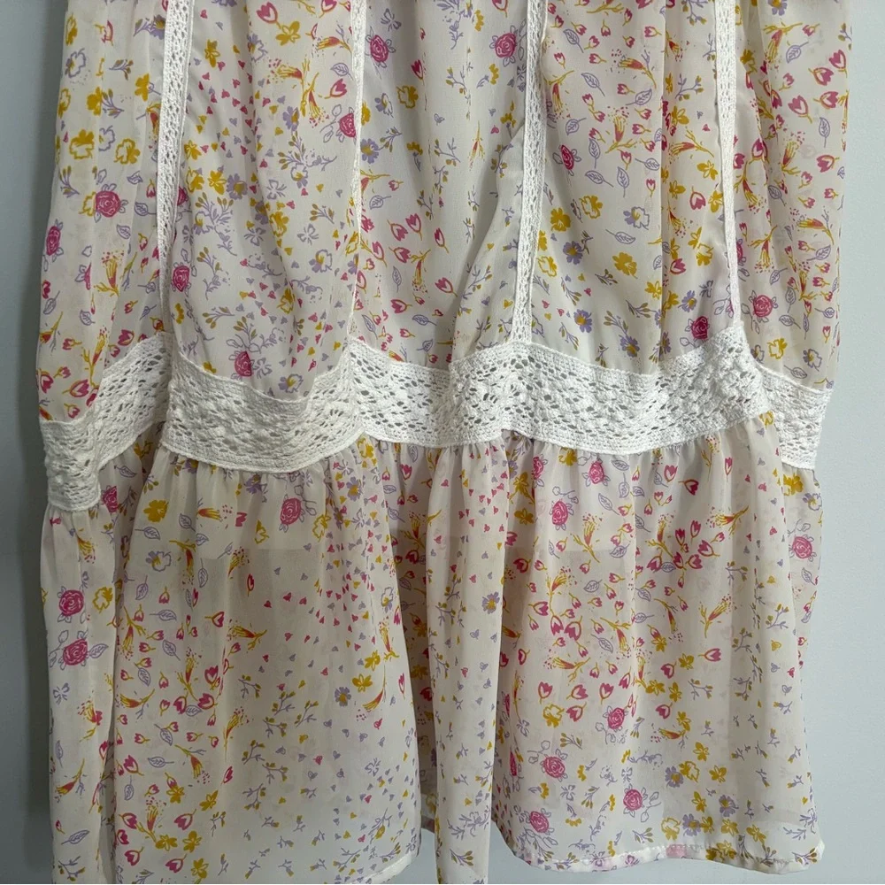 Jessica Simpson Spring Summer Floral Spaghetti Strap Dress Medium Cottagecore - Picture 4 of 8